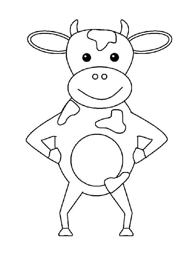 Название: Раскраска Корова на ногах. Категория: домашние животные. Теги: корова, вымя.