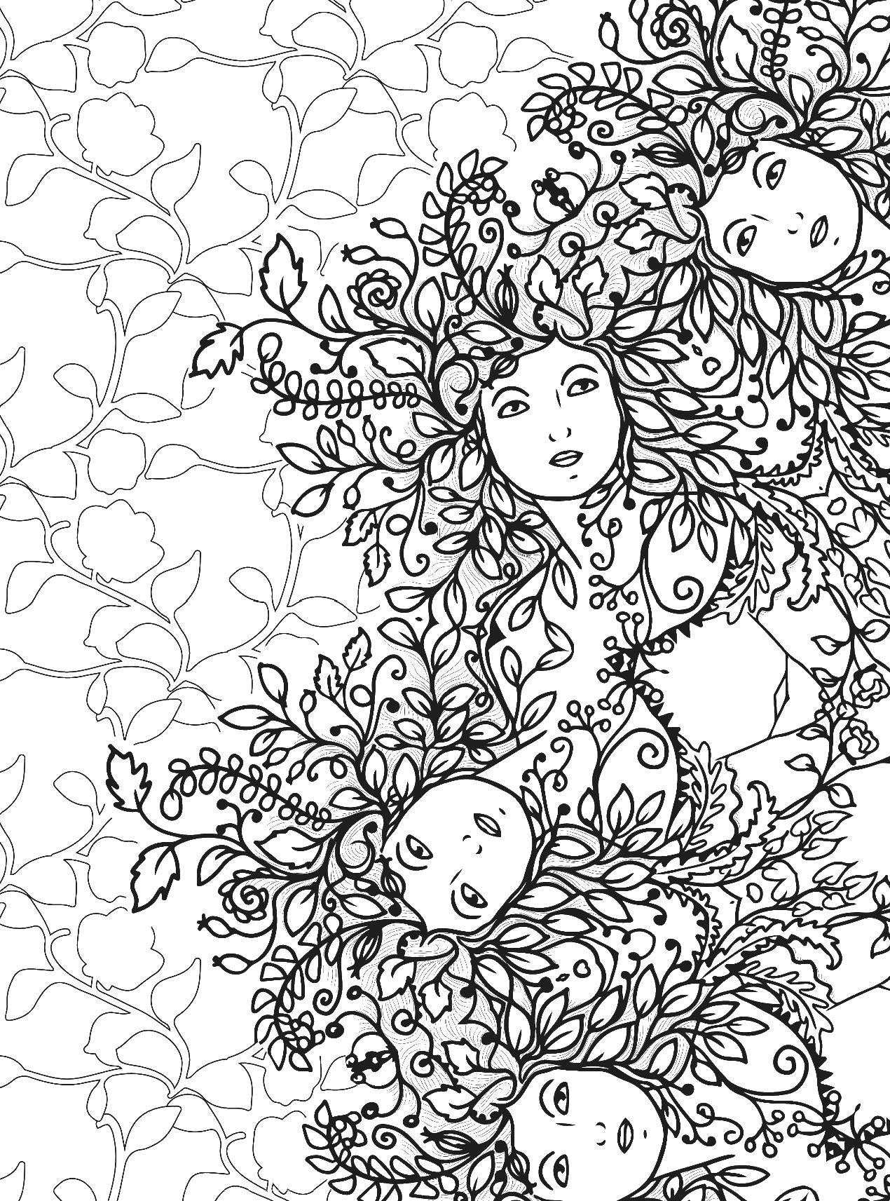 Coloring Forest nymph. Category coloring antistress. Tags:  the forest nymphs.