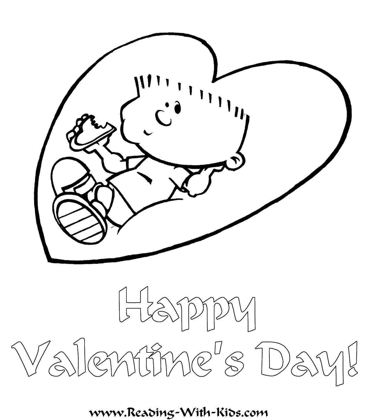 Coloring Boy and heart. Category Valentines day. Tags:  boy, heart.