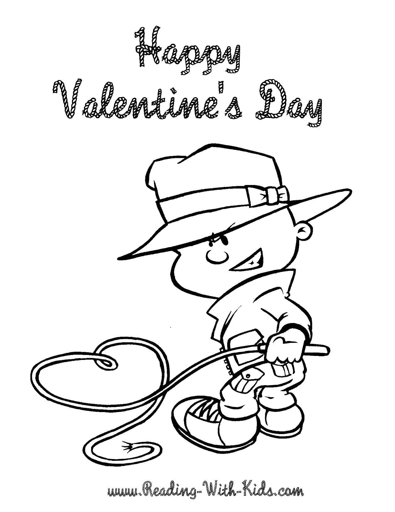 Coloring The boy in the hat. Category Valentines day. Tags:  boy, hat, whip.