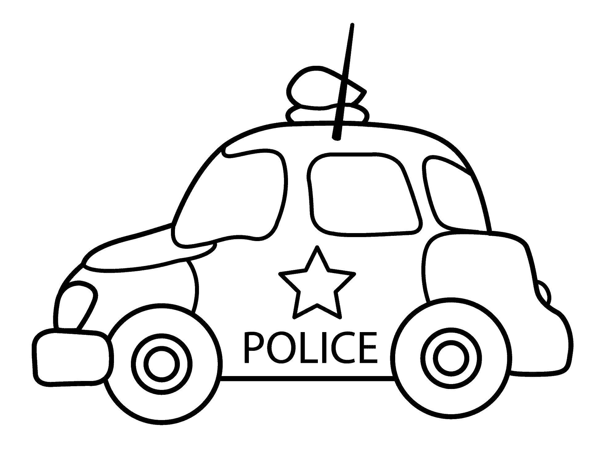 Название: Раскраска Маленькая полицейская машинка. Категория: Машины. Теги: машина, полиция.