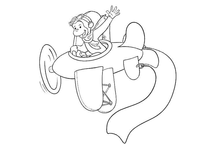 Coloring Monkey helicopter. Category coloring. Tags:  the monkey, helicopter.