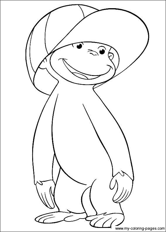 Coloring Monkey in the hat. Category coloring. Tags:  monkey, cap.