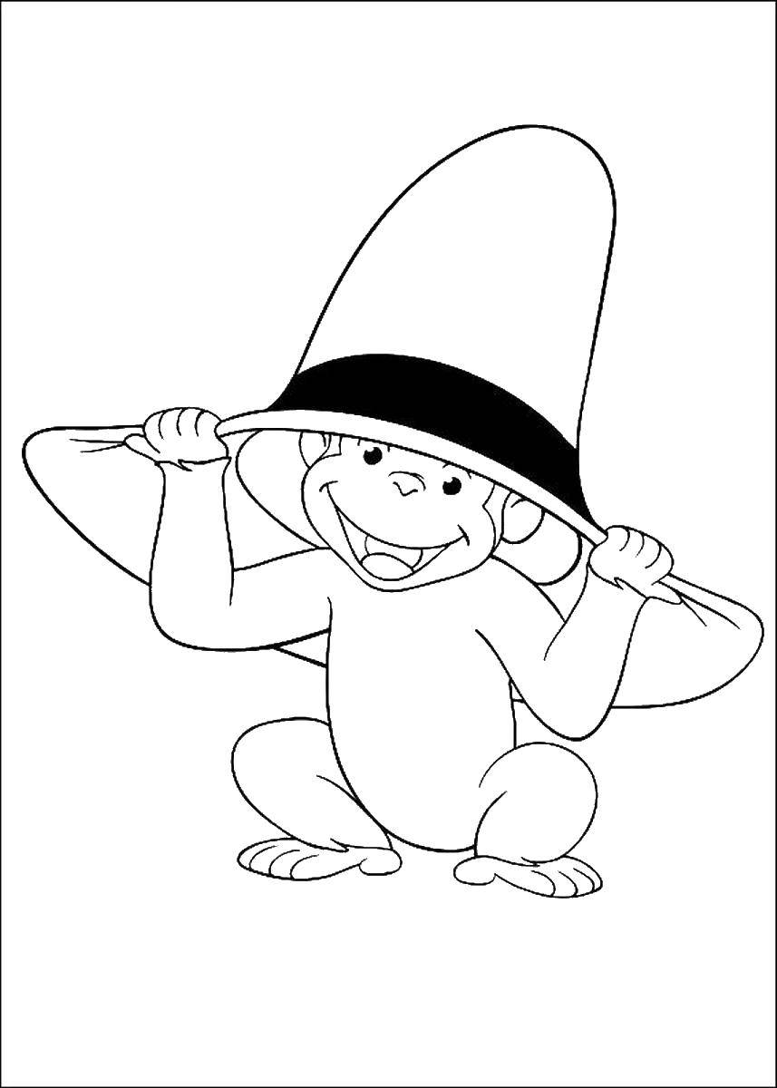 Coloring The monkey in the hat. Category coloring. Tags:  Cartoon character.