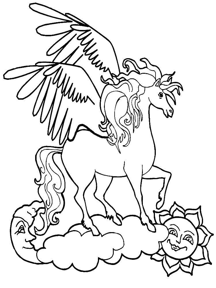 Coloring Pegasus in the shell. Category The magic of creation. Tags:  Pegasus, obloka.