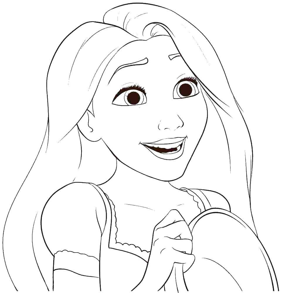 Coloring Rapunzel and mirror. Category Princess. Tags:  Rapunzel , mirror, hair.