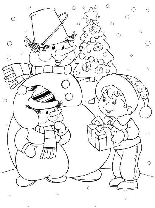 Coloring Family snowman. Category snowman. Tags:  snowman.