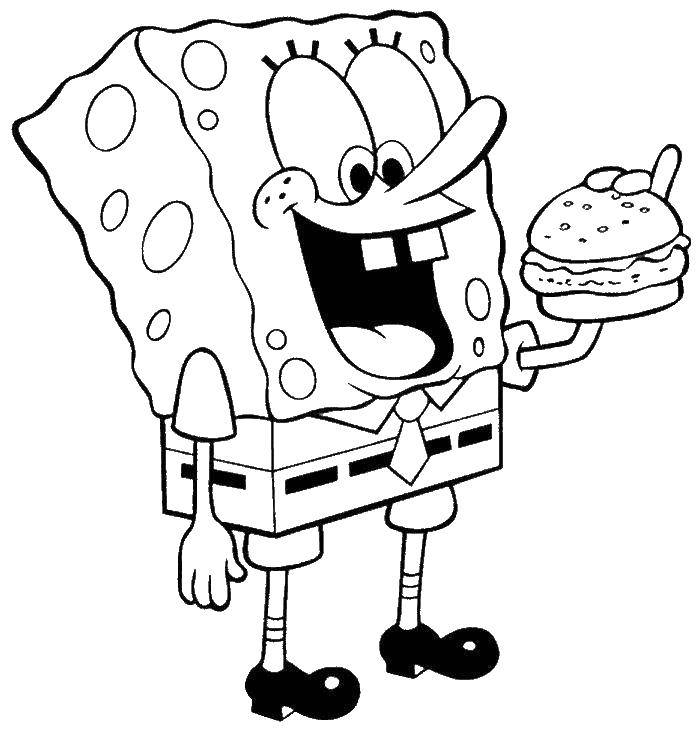 Coloring Spongebob eats hamburger. Category Spongebob. Tags:  The spongebob hamburger.