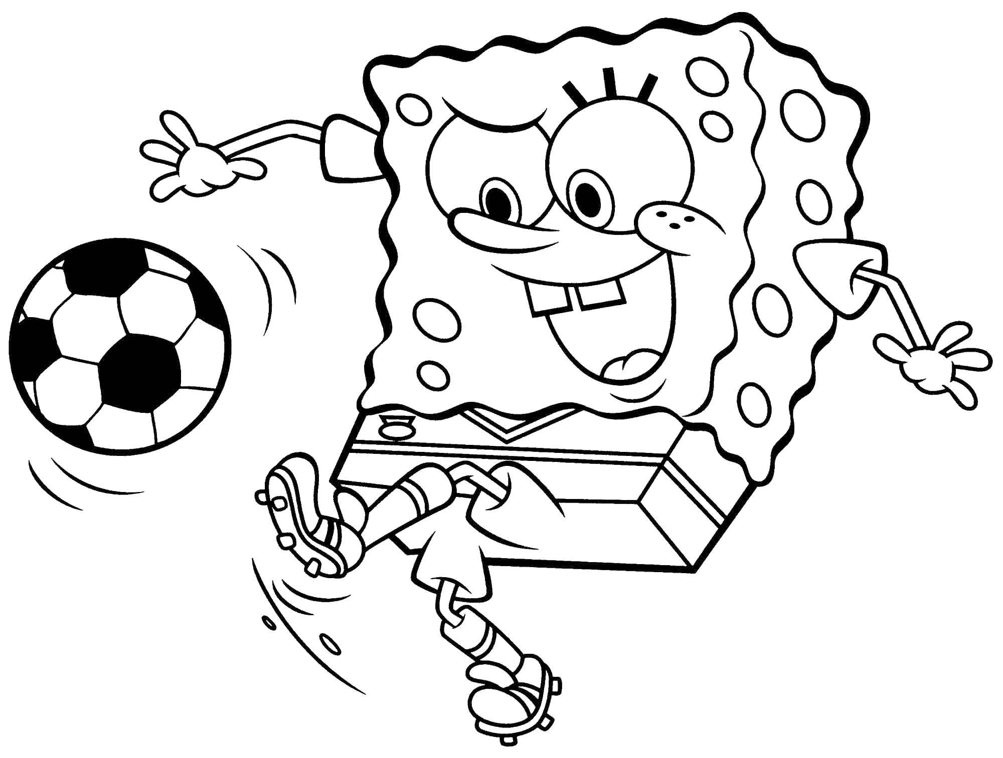 Coloring Spongebob with soccer ball. Category Spongebob. Tags:  The spongebob, Patrick.