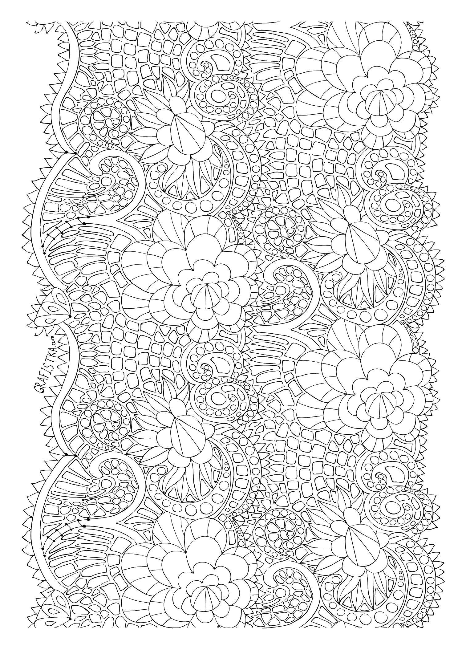 Coloring Floral ornament. Category coloring antistress. Tags:  ornament, flowers, anti-stress.