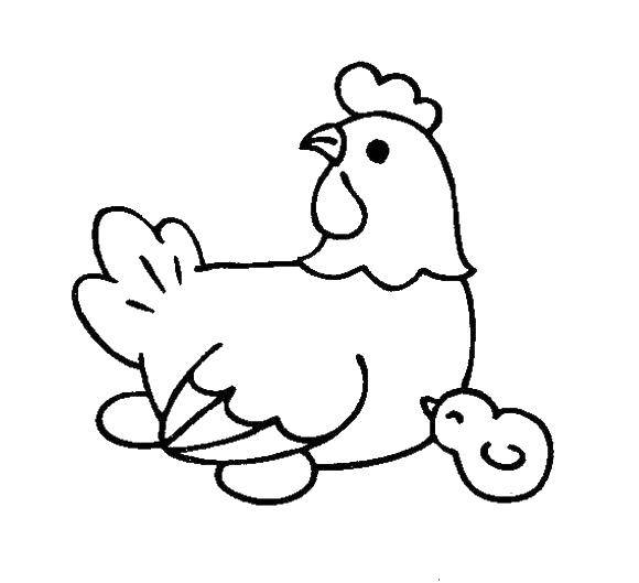 Название: Раскраска Цыпленок и курица. Категория: Контуры для вырезания птиц. Теги: курица, цыпленок.
