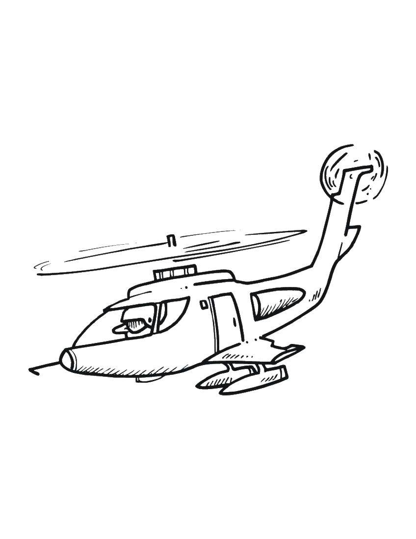 Название: Раскраска Вертолет и летчик. Категория: самолеты. Теги: вертолет, пропеллер.