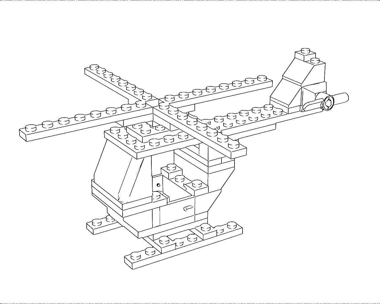Название: Раскраска Вертолет лего. Категория: лего. Теги: лего, вертолет, пропеллер.