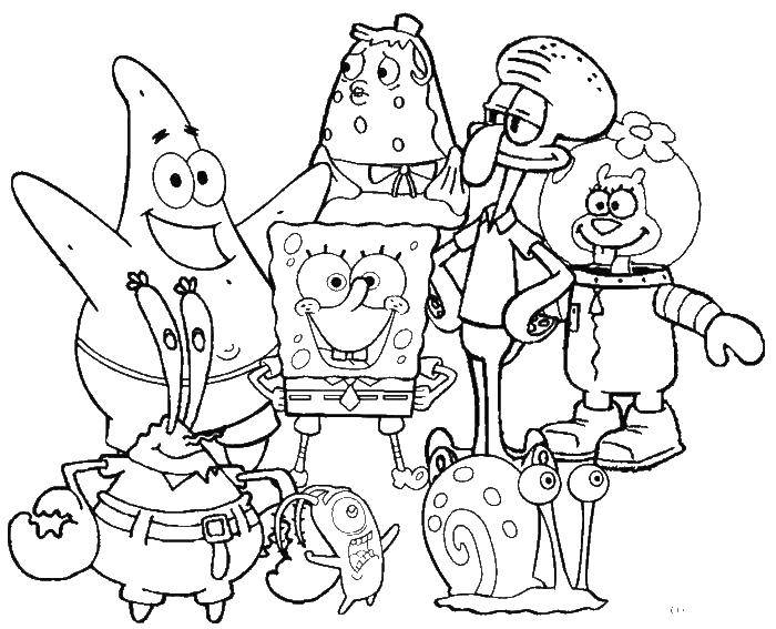 Coloring The residents of bikini bottom. Category Spongebob. Tags:  Spongebob.