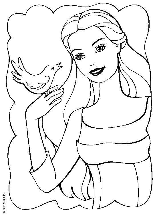 Coloring Barbie with a bird. Category Barbie . Tags:  Barbie , bird.
