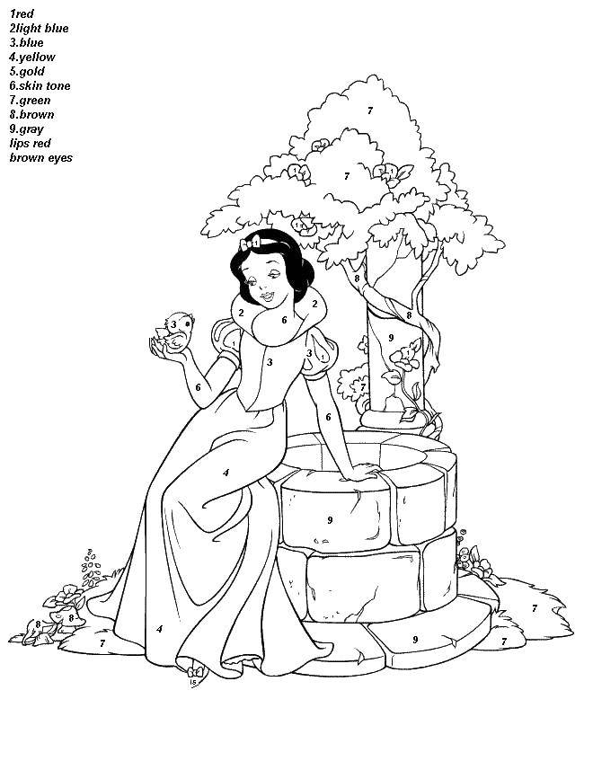 Coloring Snow white at the well. Category That number. Tags:  Snow white, well.