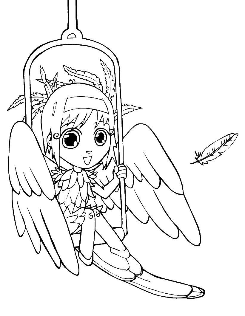 Coloring The girl parrot. Category Animals. Tags:  parrot, girl.