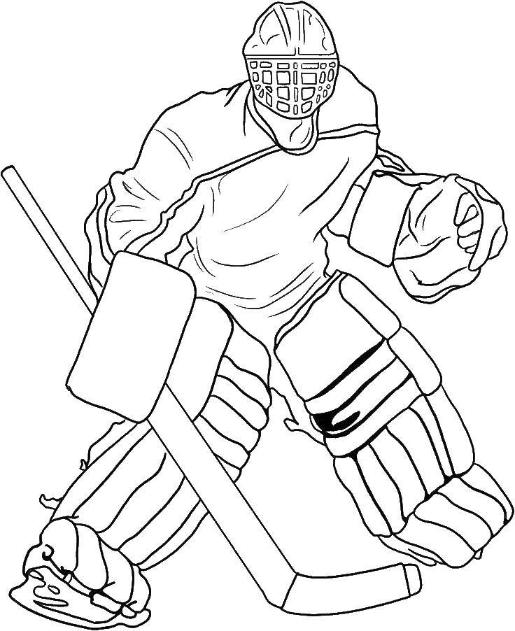 Coloring Hockeyist, in the form. Category sports. Tags:  sports, hockey.