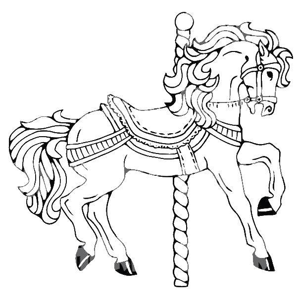 Coloring Horse carousel. Category toy. Tags:  carousel, horse.