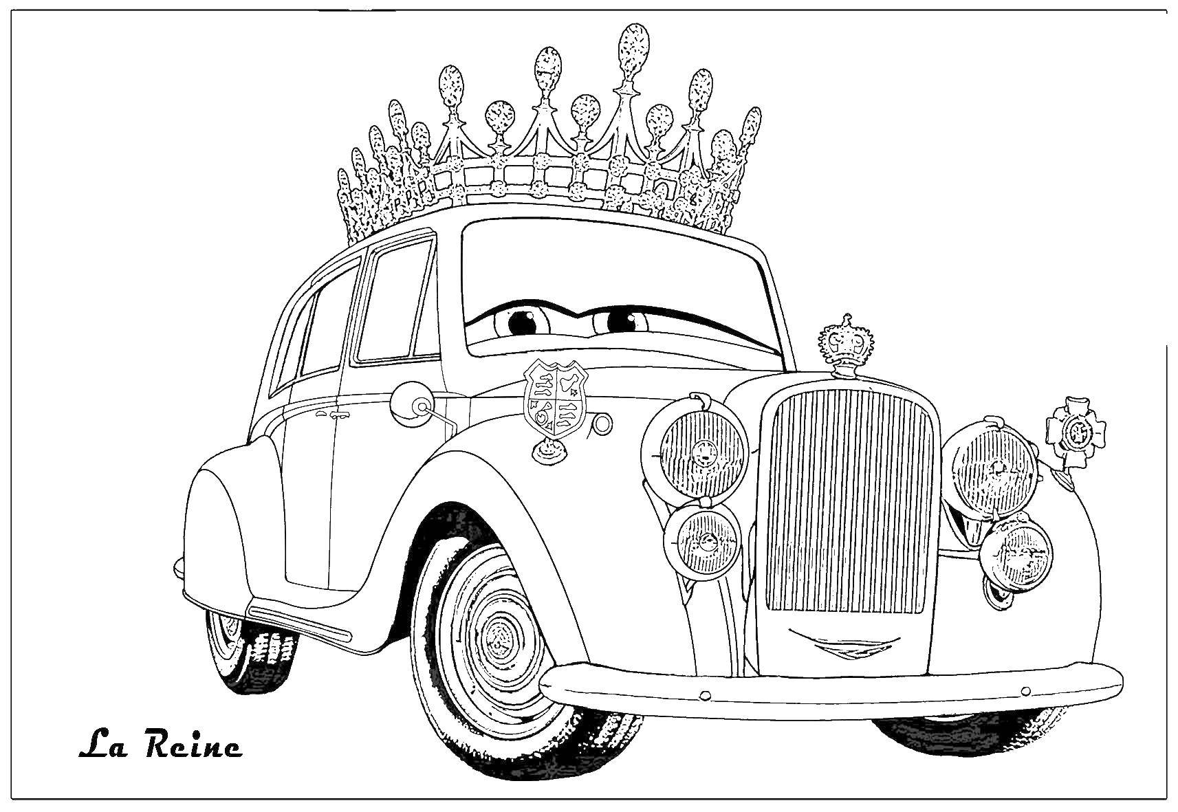 Coloring Queen of cars. Category Wheelbarrows. Tags:  Queen, the cars.