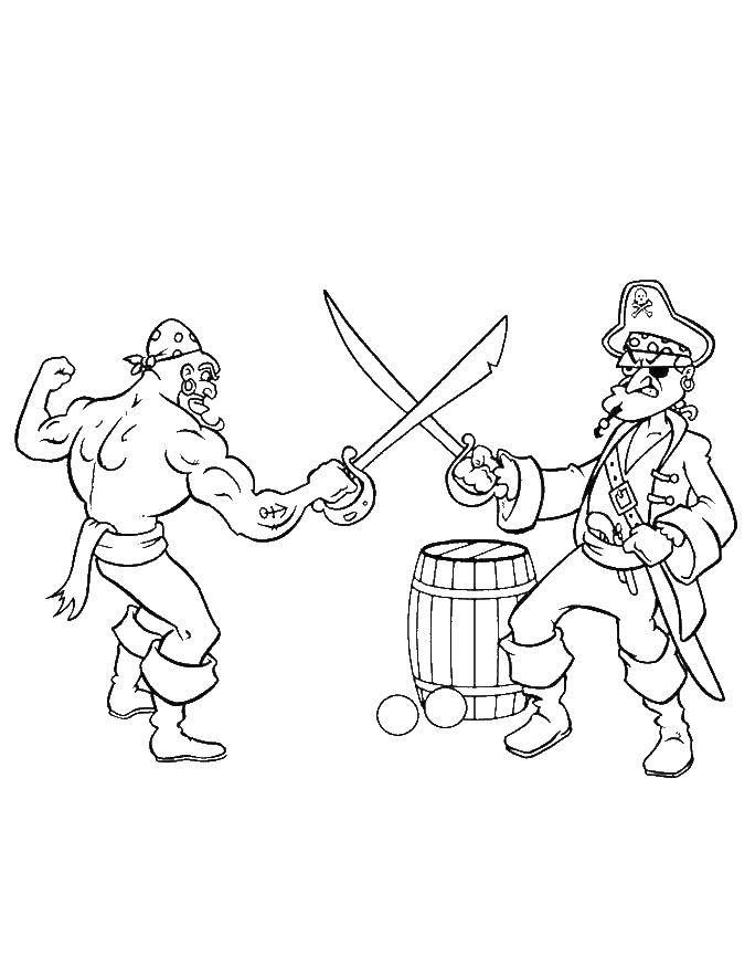Coloring Pirates fight with swords. Category The pirates. Tags:  pirates, ship.