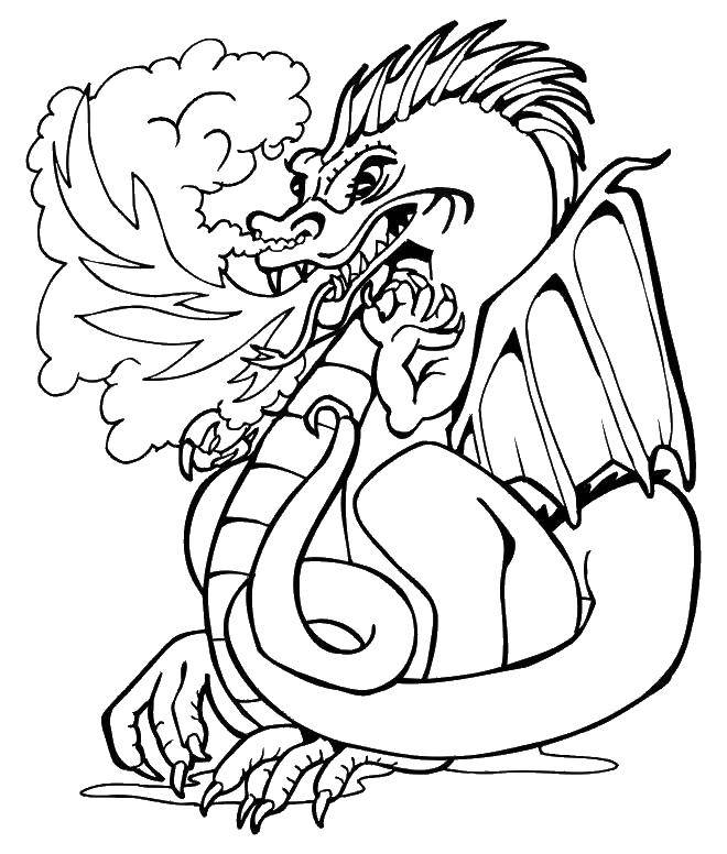 Coloring The flames from the dragon mouth. Category Dragons. Tags:  Dragons, flames.