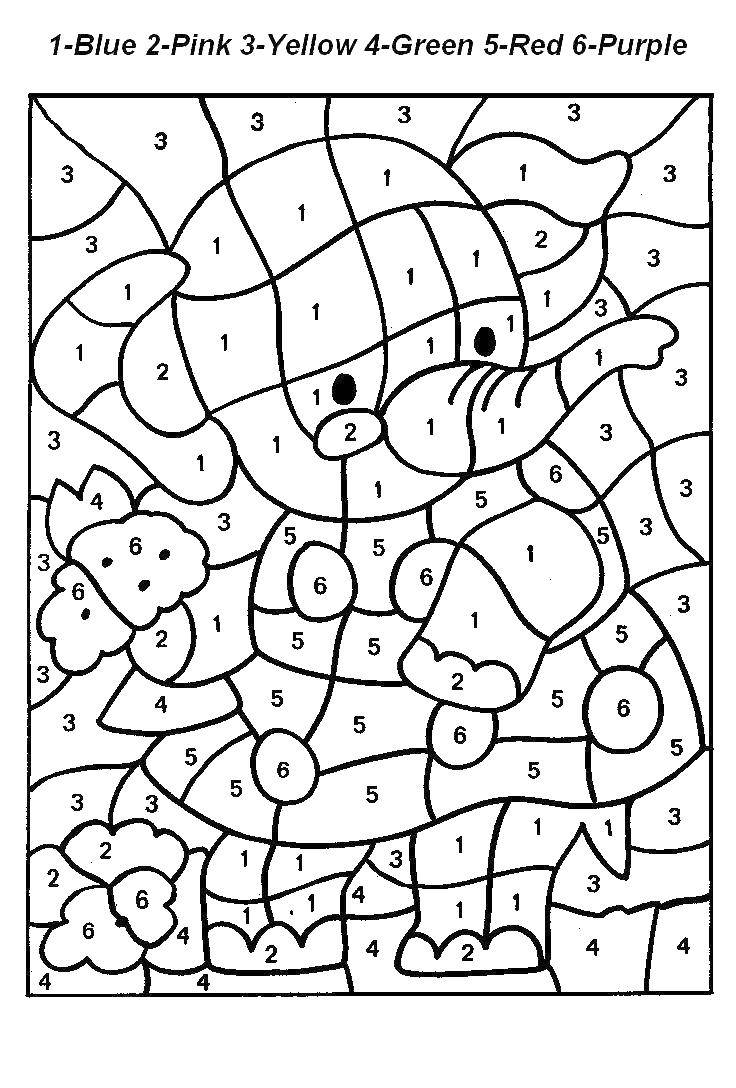 Coloring By numbers elephant picking flowers. Category That number. Tags:  Numbers, elephant.