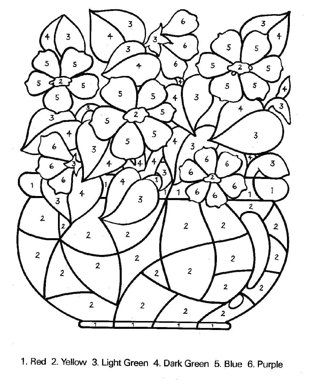 Coloring By the numbers vase with flower. Category That number. Tags:  Numbers, flowers, vase.