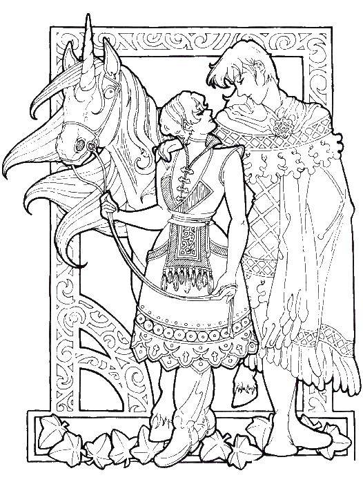 Coloring The Prince found the Princess and the unicorn. Category For teenagers. Tags:  Princess, Prince, unicorn.