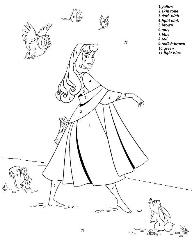 Coloring Princess with birds. Category Princess. Tags:  Princess, Princess, birds.