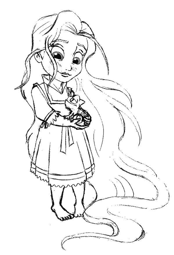 Coloring Rapunzel in childhood. Category Disney coloring pages. Tags:  Rapunzel .
