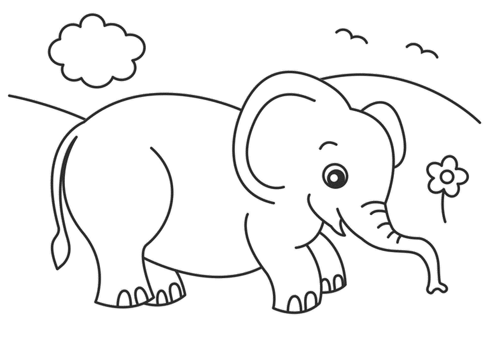 Coloring The elephant in the meadow. Category Disney coloring pages. Tags:  elephant, meadow, flower.