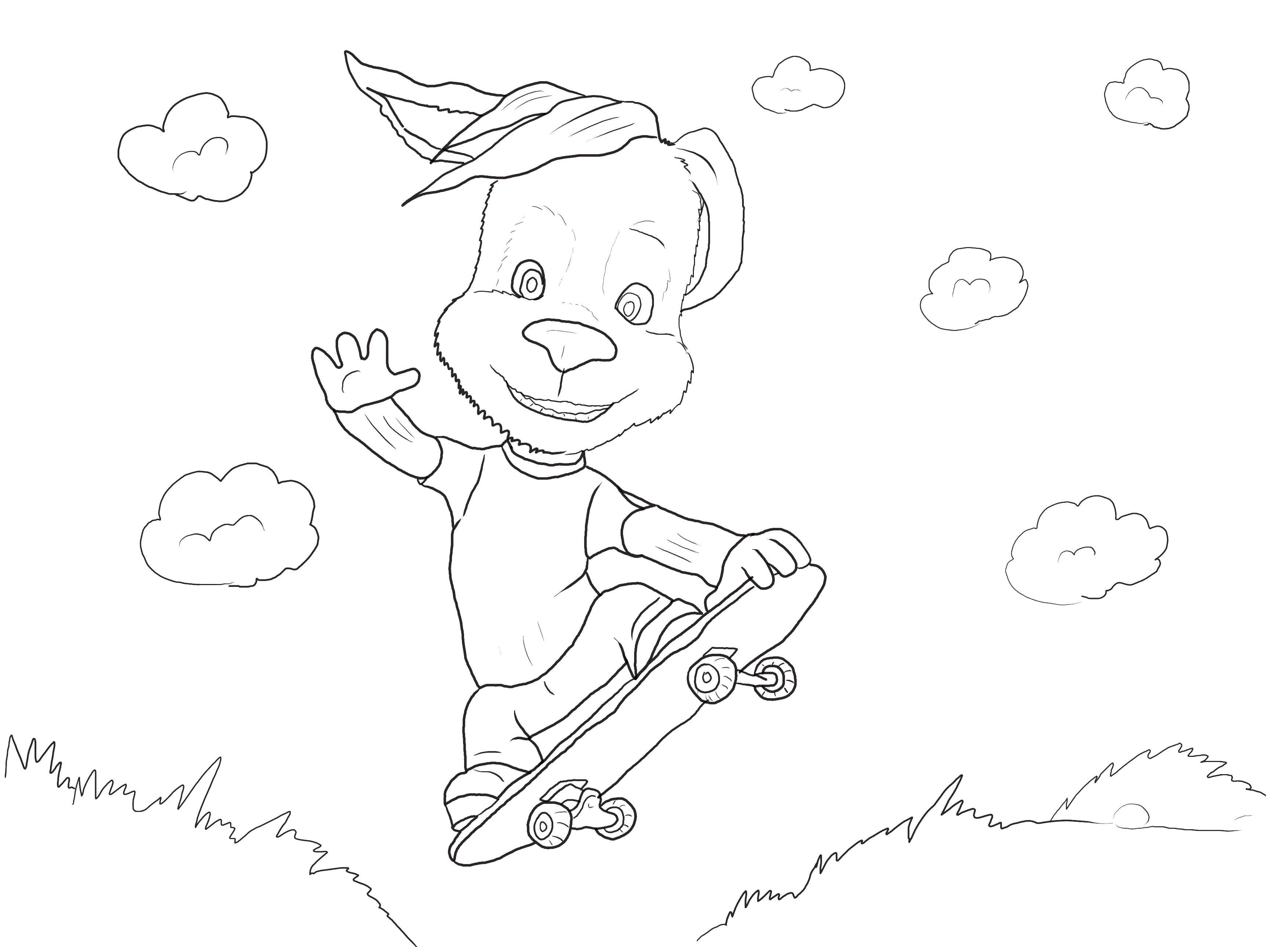Coloring Dog on a skateboard. Category Jackson. Tags:  barboskiny, dogs, cartoons.