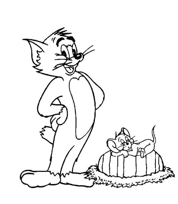 Coloring Tom and Jerry on pillow. Category Disney coloring pages. Tags:  Tom , Jerry, mouse, cat.