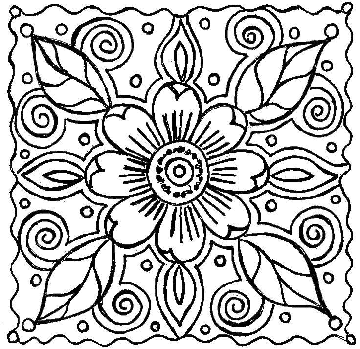 Coloring Flower with leaves. Category Flowers. Tags:  flowers, plants, leaves.