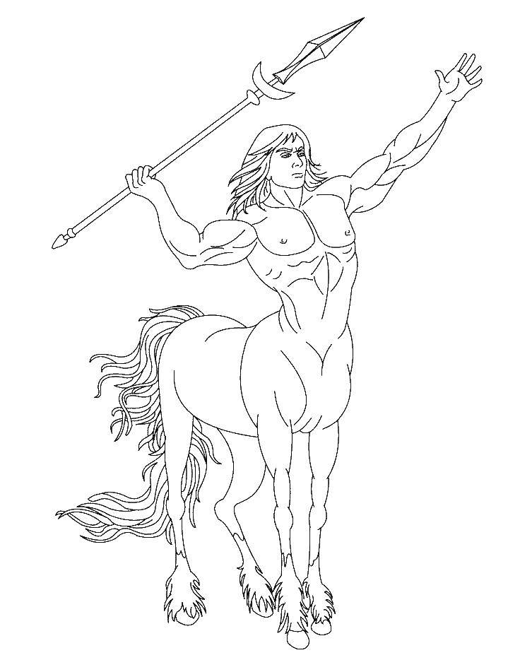 Coloring centaur mythological animal. Category The magic of creation. Tags:  Centaur, horse.