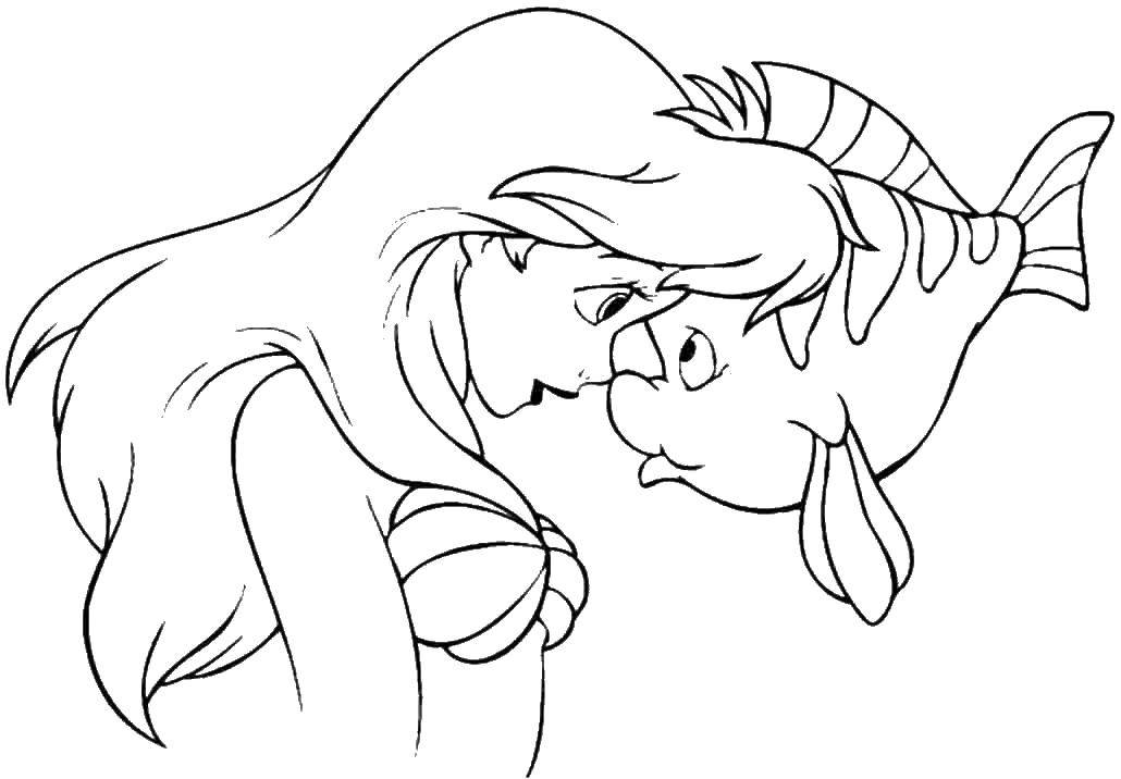 Coloring Ariel and flounder. Category The little mermaid. Tags:  The Little Mermaid, Ariel, Disney, Flounder.