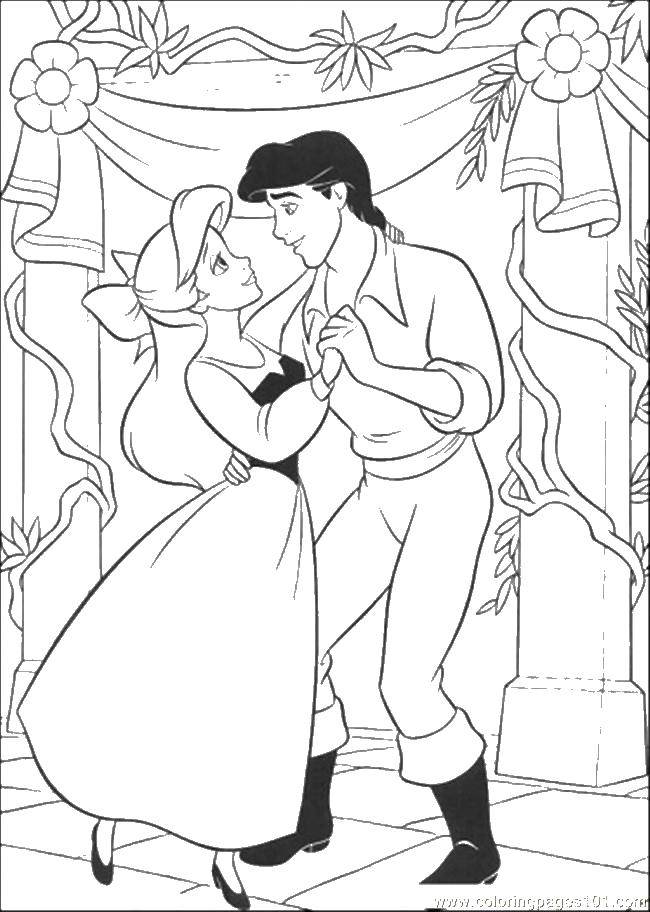 Coloring Ariel dancing with Eric. Category The little mermaid. Tags:  Ariel, mermaid.
