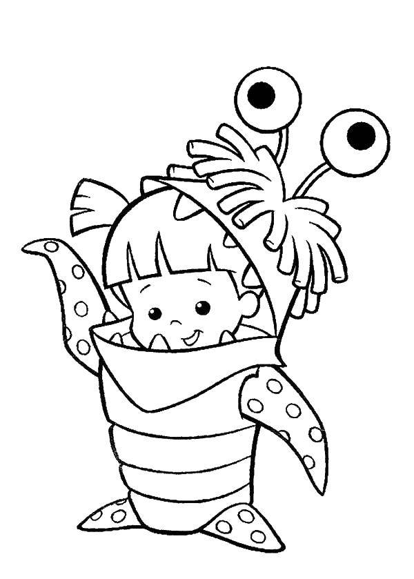 Coloring Boo in monster suit with supalai. Category coloring monsters Inc. Tags:  Boo, monsters Inc.