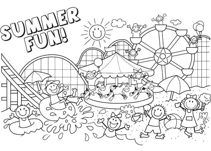 Название: Раскраска Дети летом отдыхают. Категория: Лето. Теги: лето, дети.