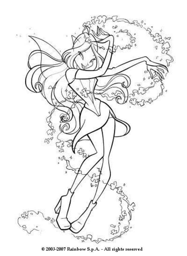 Coloring Flora and magic. Category Winx. Tags:  Flora, fairy, wings.