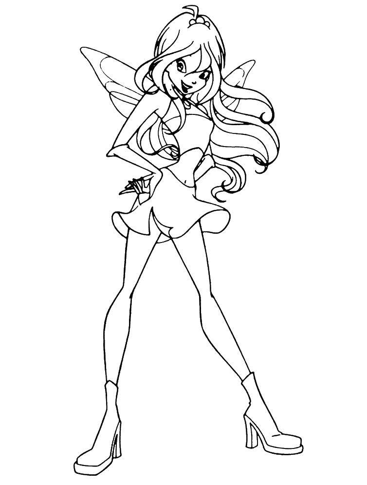 Coloring Flora with wings. Category Winx. Tags:  Flora, fairy, wings.