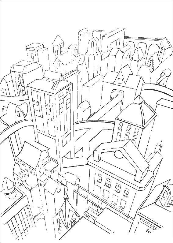 Coloring City top view. Category The city. Tags:  city, up.