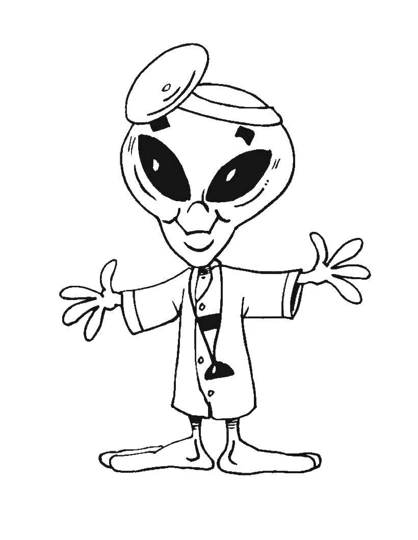 Coloring Alien doctor. Category Flying saucers. Tags:  alien, doctor.