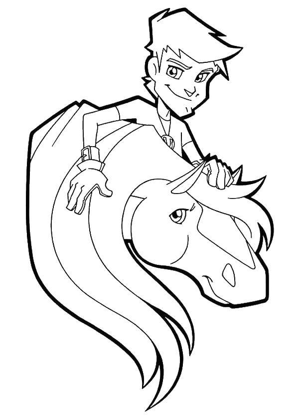 Название: Раскраска Конюх с лошадкой. Категория: Диснеевские раскраски. Теги: конюх, лошадь.