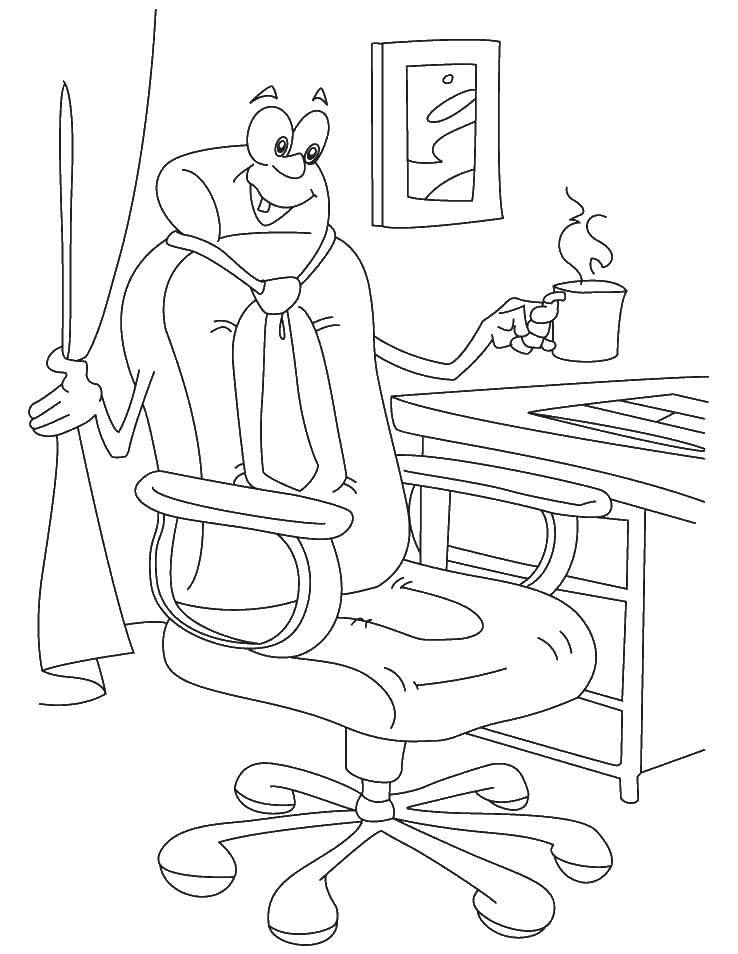 Название: Раскраска Кресло с кофе. Категория: Еда. Теги: кофе, еда, кресло.