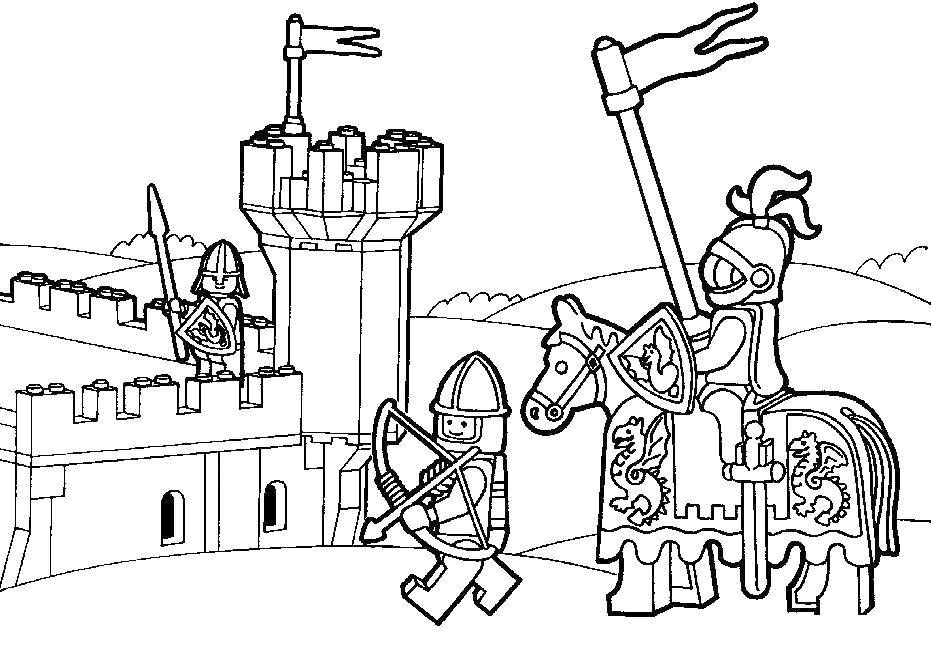 Название: Раскраска Лего рыцари атакуют змок. Категория: Лего. Теги: лего, рыцари.