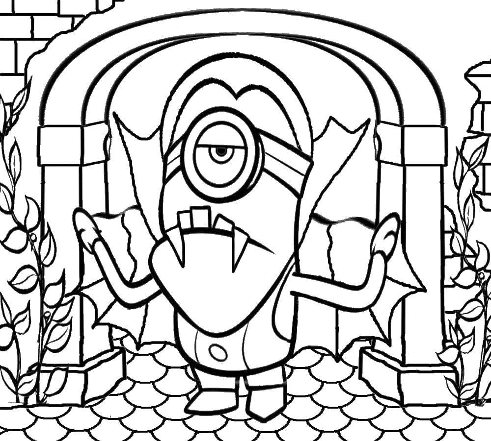 Coloring Minion Dracula on Halloween. Category Halloween. Tags:  Halloween , minion.