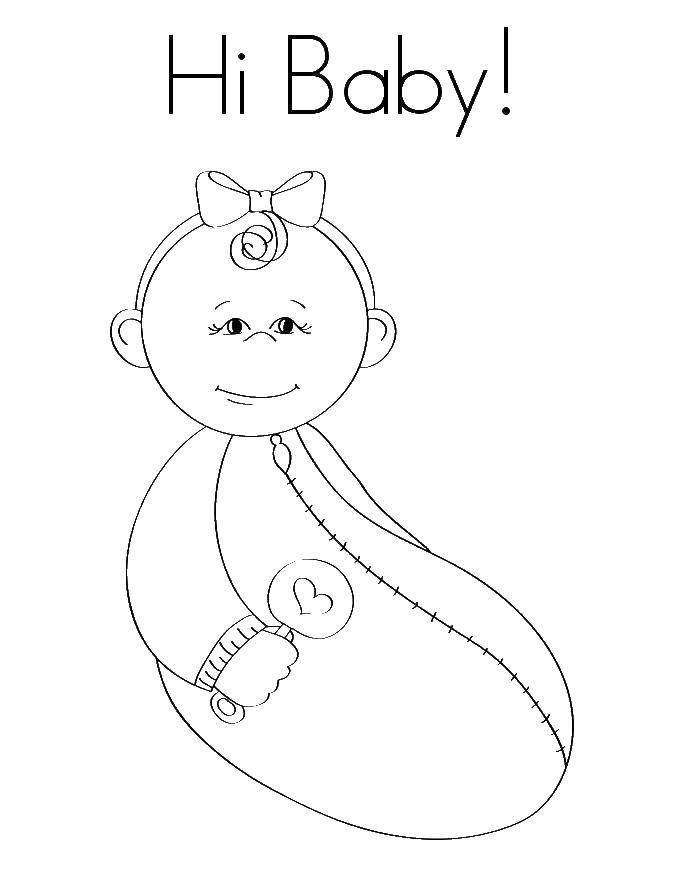 Название: Раскраска Младенец с погремушкой. Категория: дети. Теги: дети, младенец.