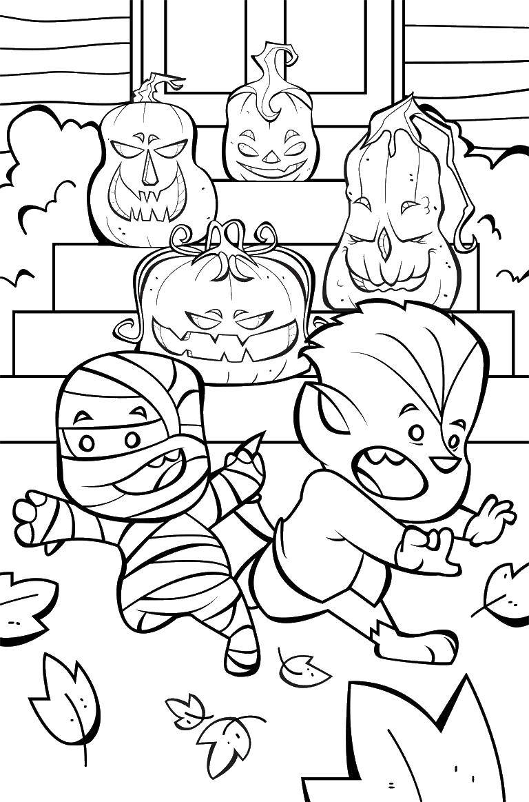 Coloring The monsters got scared on Halloween. Category Halloween. Tags:  Halloween Ghost, .